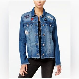 ONE HART Light Blue Distressed Denim Jacket Size S